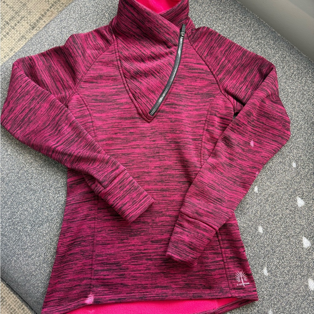 Women's Pink Space-Dyed Quarter-Zip Pullover Hoodie